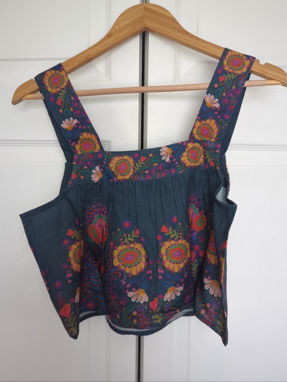 Natural Life NWT Blue Cece Floral Square Neck Boxy Tank Top Small - Picture 2 of 6